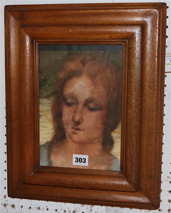 Italian School pastel, Head of a female saint(-)